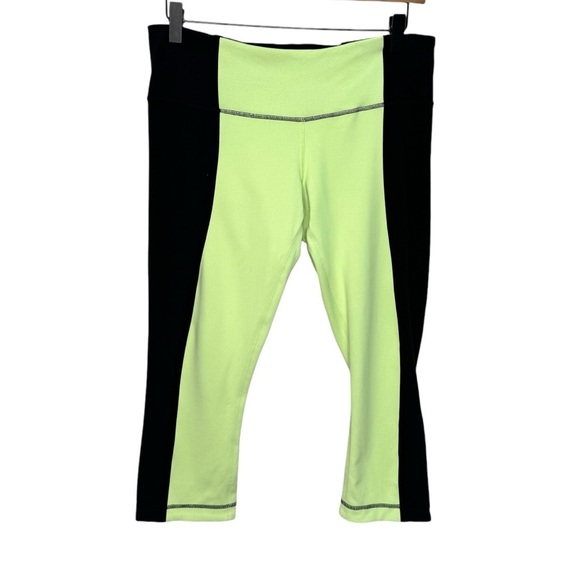 Lululemon Black Lime Green Wunder Under In  Bonded Stripe Size 10 Activewear - Picture 5 of 14